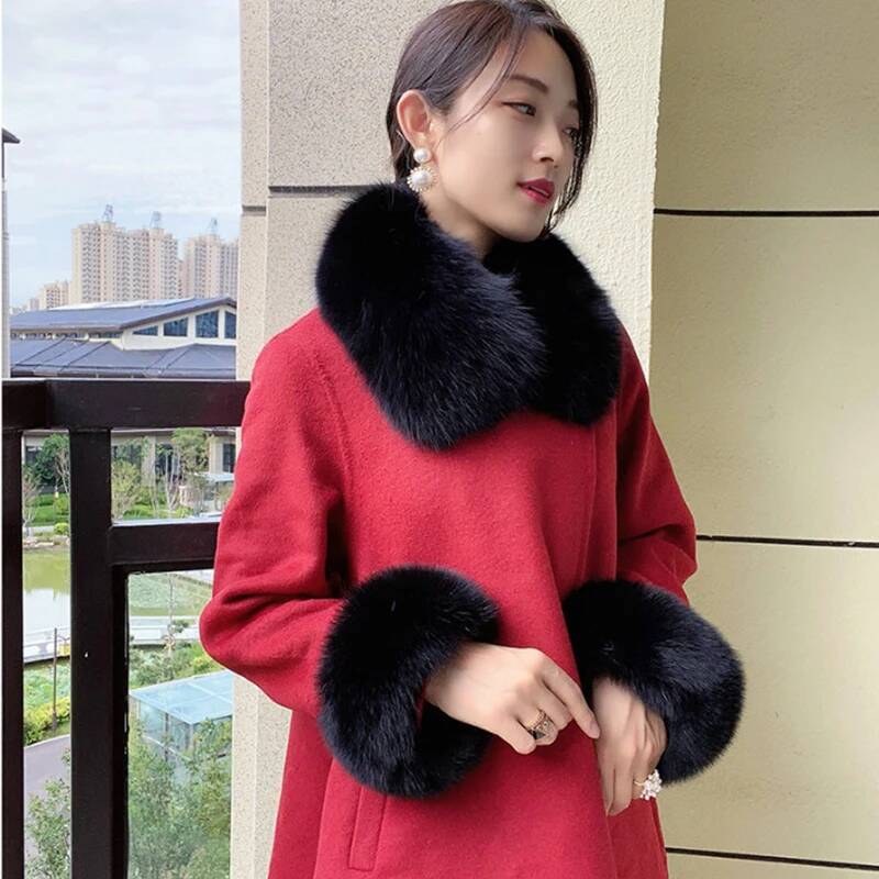 100% Real Fox Fur Collar Winte - Winter Clothing Pk review and price