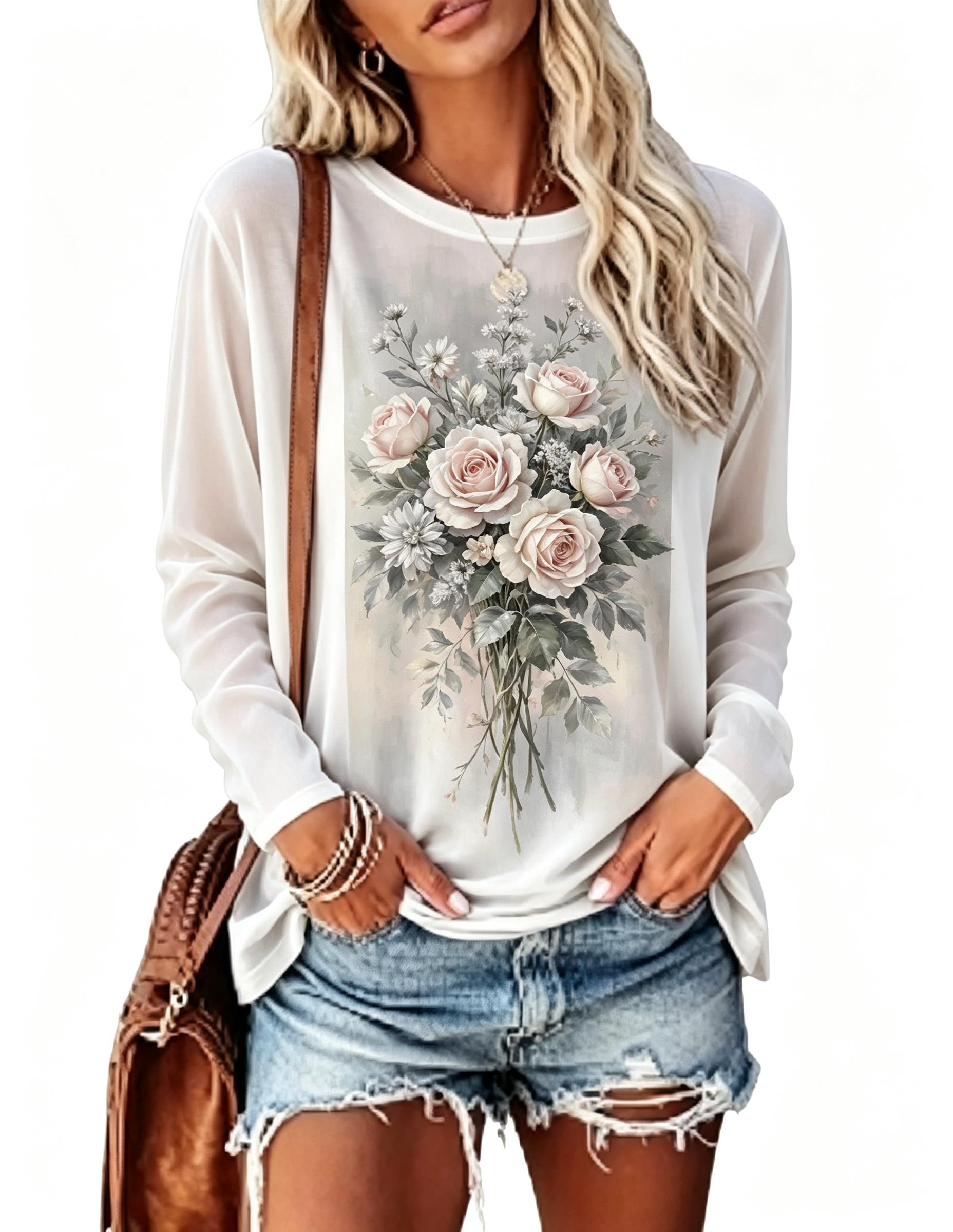 Women Long Sleeve T‑Shirt Vint - Winter Clothing For Women review and price