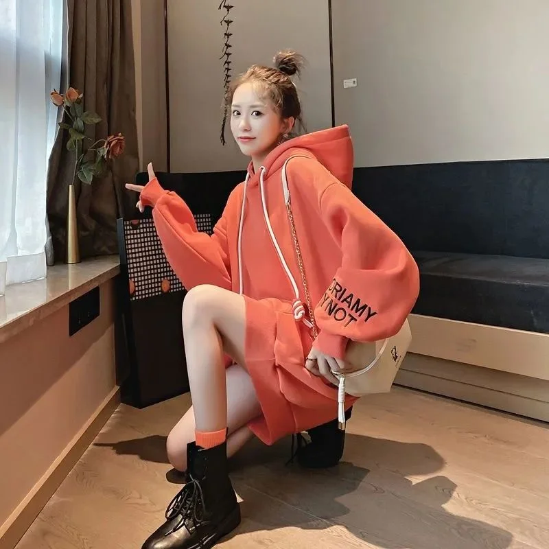 Streetwear Fleece Hooded Dress - Winter Clothing Drawing review and price