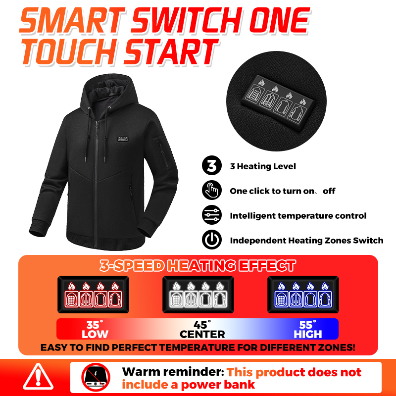 Heating Hoodie 26 Zones Heated - Winter Clothing Hiking review and price