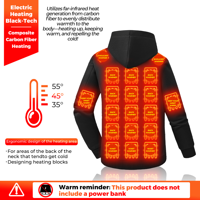 Heating Hoodie 26 Zones Heated - Winter Clothing Hiking review and price