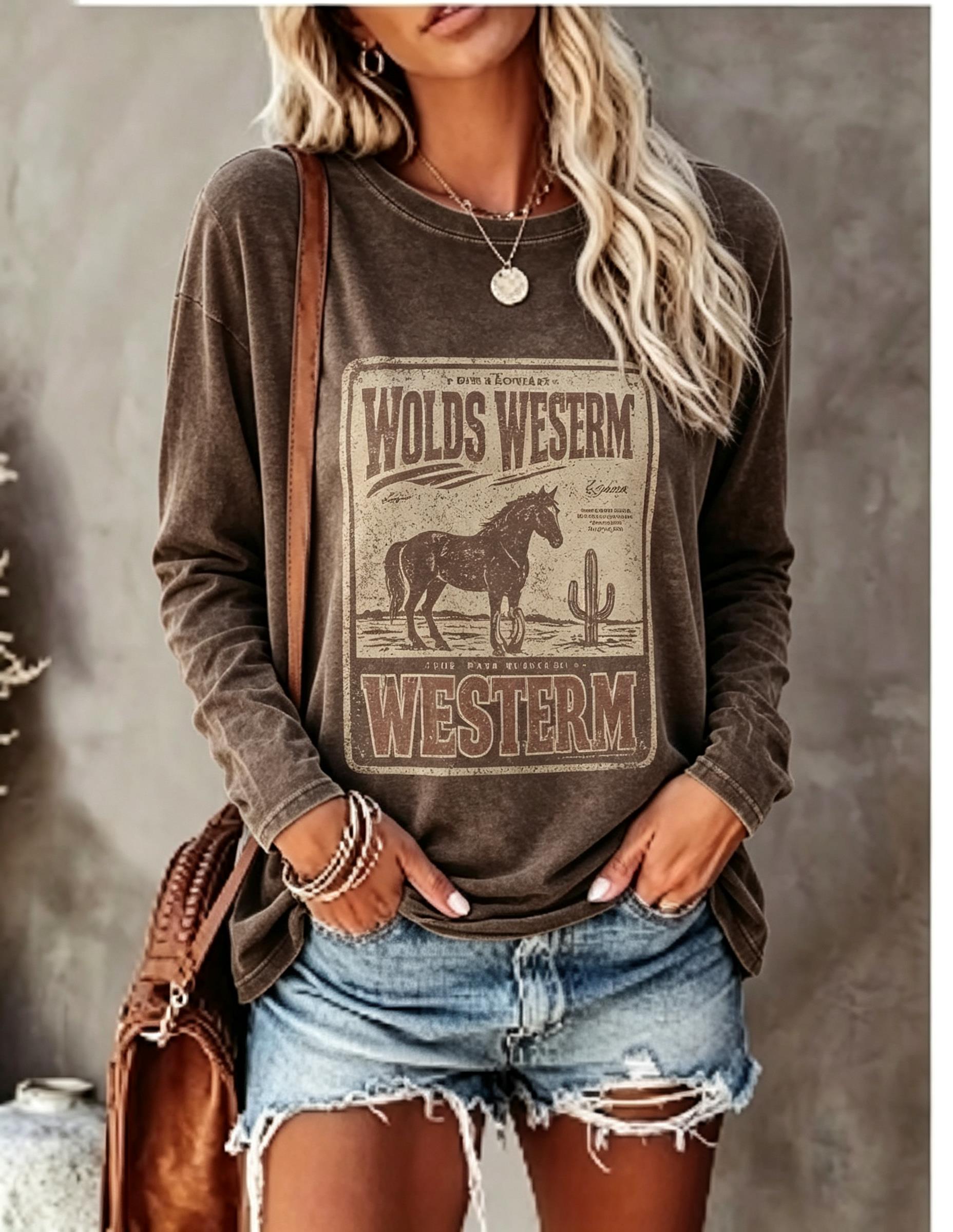 Women Long Sleeve T Shirt Vint - Winter Clothing For Women review and price